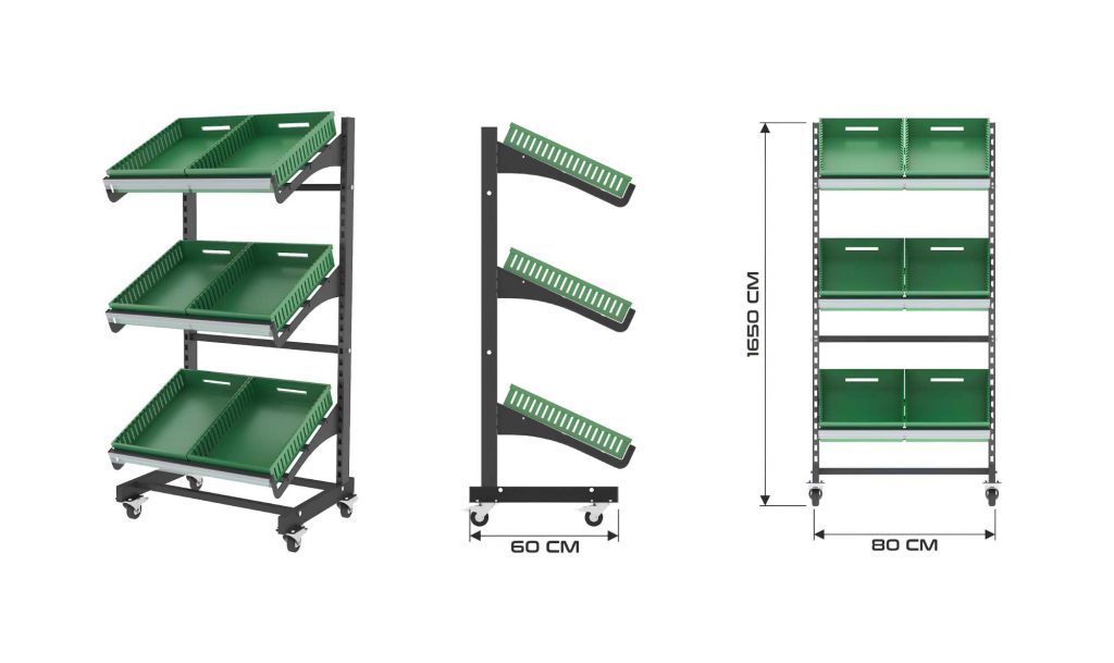 Μονό Τροχήλατο stand μαναβικής