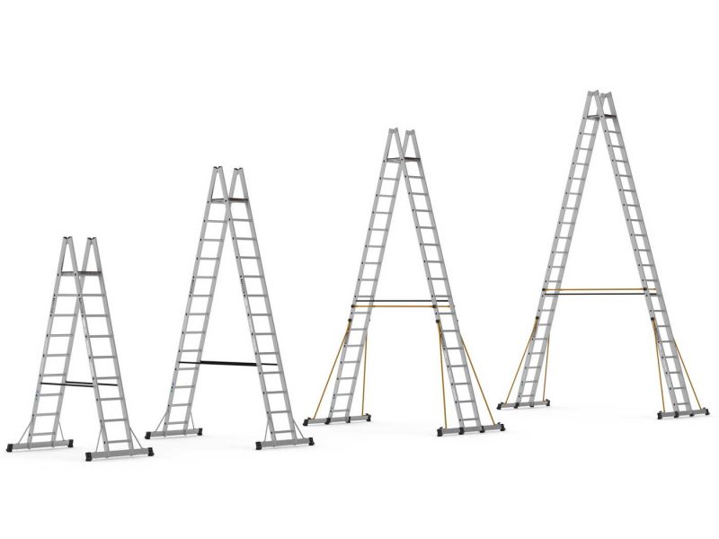 Διπλή επαγγελματική σκάλα με πλατύσκαλο - PLATO