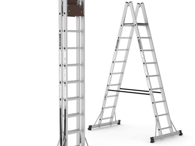 Διπλή επαγγελματική σκάλα με πλατύσκαλο - PLATO