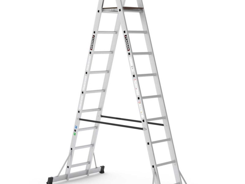 Διπλή επαγγελματική σκάλα με πλατύσκαλο - PLATO